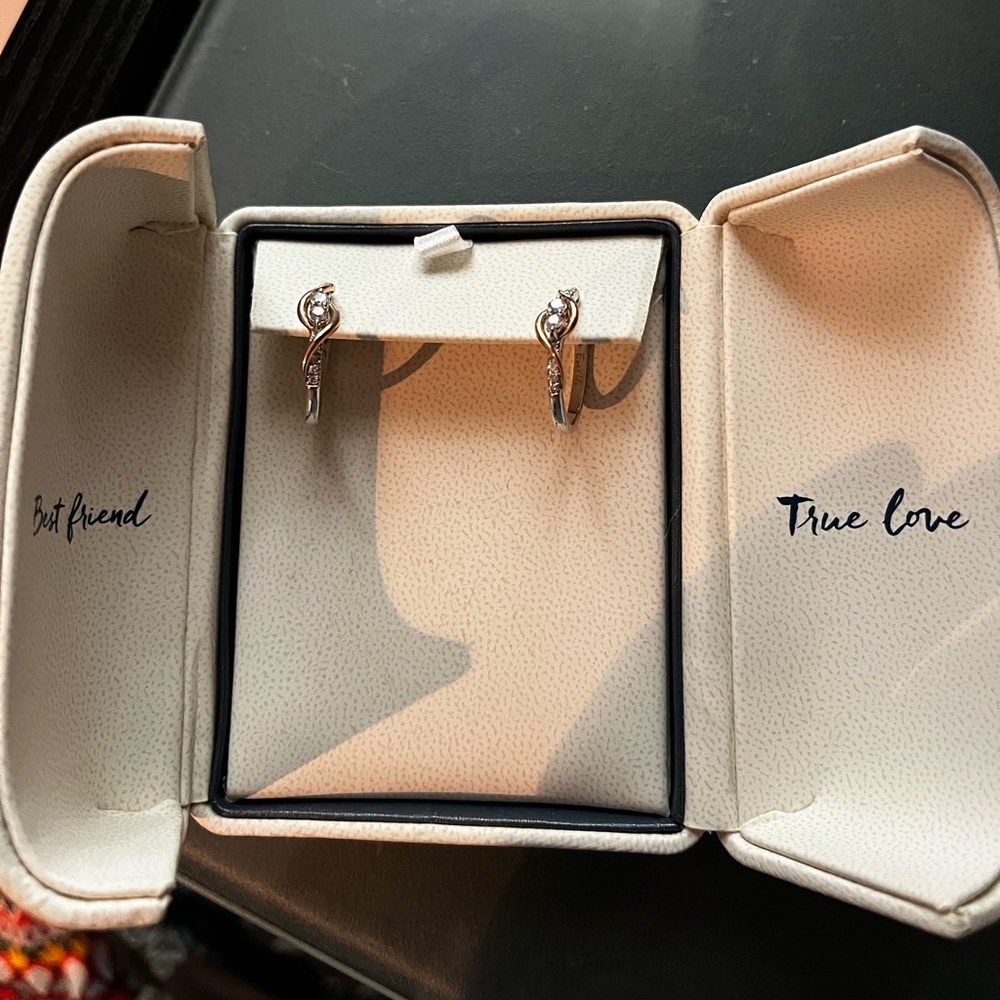 Ever Us® 1/2 CT. T.W. Two-Stone Diamond Linear Swirl Earrings 14K Two-Tone Gold